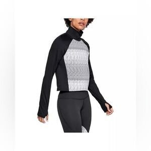 Under Armour Funnel Neck Cold Gear Black cropped shirt w white details - NWOT M